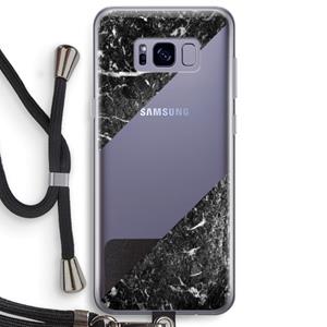 CaseCompany Zwart marmer: Samsung Galaxy S8 Plus Transparant Hoesje met koord