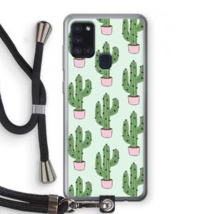 CaseCompany Cactus Lover: Samsung Galaxy A21s Transparant Hoesje met koord