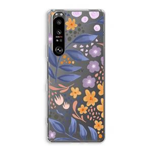 CaseCompany Flowers with blue leaves: Sony Xperia 1 III Transparant Hoesje