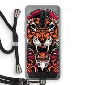 CaseCompany Tiger and Rattlesnakes: Xiaomi Redmi 9 Transparant Hoesje met koord