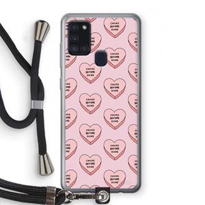 CaseCompany Chicks before dicks: Samsung Galaxy A21s Transparant Hoesje met koord