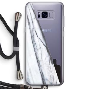 CaseCompany Gestreepte marmer: Samsung Galaxy S8 Plus Transparant Hoesje met koord