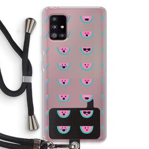 CaseCompany Smiley watermeloenprint: Samsung Galaxy A51 5G Transparant Hoesje met koord