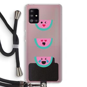 CaseCompany Smiley watermeloen: Samsung Galaxy A51 5G Transparant Hoesje met koord