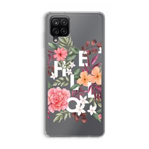 CaseCompany Hello in flowers: Samsung Galaxy A12 Transparant Hoesje
