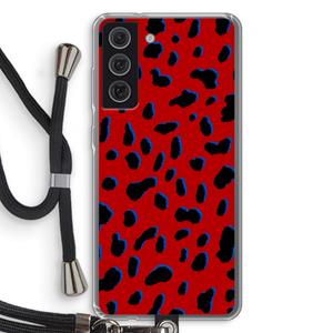 CaseCompany Red Leopard: Samsung Galaxy S21 FE Transparant Hoesje met koord