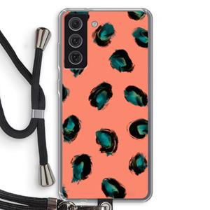 CaseCompany Pink Cheetah: Samsung Galaxy S21 FE Transparant Hoesje met koord