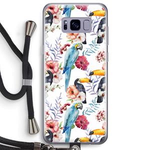 CaseCompany Bloemen tukan: Samsung Galaxy S8 Plus Transparant Hoesje met koord