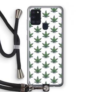CaseCompany Weed: Samsung Galaxy A21s Transparant Hoesje met koord