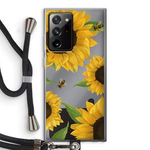 CaseCompany Sunflower and bees: Samsung Galaxy Note 20 Ultra / Note 20 Ultra 5G Transparant Hoesje met koord