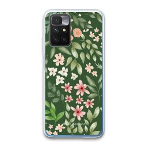 CaseCompany Botanical green sweet flower heaven: Xiaomi Redmi 10 Transparant Hoesje