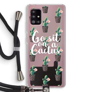 CaseCompany Cactus quote: Samsung Galaxy A51 5G Transparant Hoesje met koord