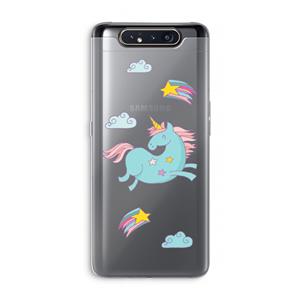 CaseCompany Vliegende eenhoorn: Samsung Galaxy A80 Transparant Hoesje