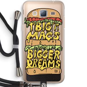 CaseCompany Big Macs Bigger Dreams: Samsung Galaxy J3 (2016) Transparant Hoesje met koord