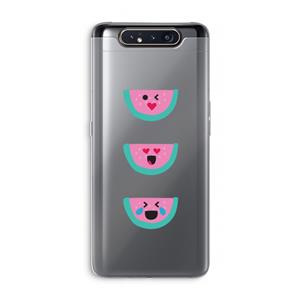 CaseCompany Smiley watermeloen: Samsung Galaxy A80 Transparant Hoesje