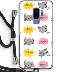 CaseCompany Meow: Samsung Galaxy S9 Plus Transparant Hoesje met koord