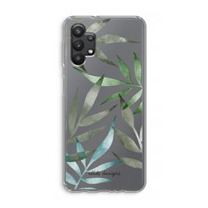 CaseCompany Tropical watercolor leaves: Samsung Galaxy A32 5G Transparant Hoesje