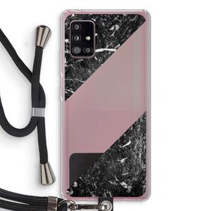 CaseCompany Zwart marmer: Samsung Galaxy A51 5G Transparant Hoesje met koord
