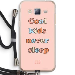 CaseCompany Cool Kids Never Sleep: Samsung Galaxy J3 (2016) Transparant Hoesje met koord