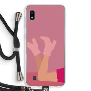 CaseCompany Pink boots: Samsung Galaxy A10 Transparant Hoesje met koord