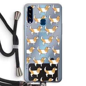 CaseCompany Doggy: Samsung Galaxy A20s Transparant Hoesje met koord