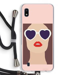 CaseCompany Red lips: Samsung Galaxy A10 Transparant Hoesje met koord