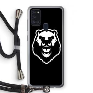 CaseCompany Angry Bear (black): Samsung Galaxy A21s Transparant Hoesje met koord