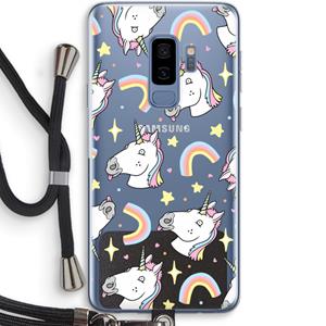 CaseCompany Rainbow Unicorn: Samsung Galaxy S9 Plus Transparant Hoesje met koord