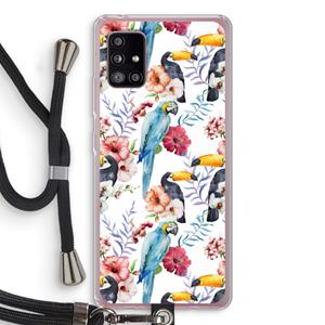 CaseCompany Bloemen tukan: Samsung Galaxy A51 5G Transparant Hoesje met koord