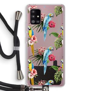 CaseCompany Kleurrijke papegaaien: Samsung Galaxy A51 5G Transparant Hoesje met koord