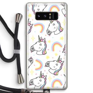 CaseCompany Rainbow Unicorn: Samsung Galaxy Note 8 Transparant Hoesje met koord