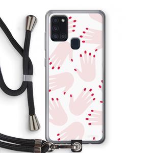 CaseCompany Hands pink: Samsung Galaxy A21s Transparant Hoesje met koord