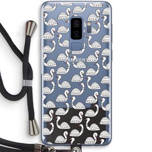 CaseCompany Zwanen: Samsung Galaxy S9 Plus Transparant Hoesje met koord