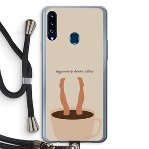 CaseCompany Aggressively drinks coffee: Samsung Galaxy A20s Transparant Hoesje met koord