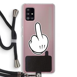 CaseCompany Middle finger white: Samsung Galaxy A51 5G Transparant Hoesje met koord