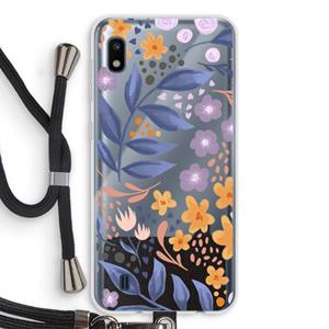 CaseCompany Flowers with blue leaves: Samsung Galaxy A10 Transparant Hoesje met koord