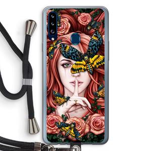 CaseCompany Lady Moth: Samsung Galaxy A20s Transparant Hoesje met koord