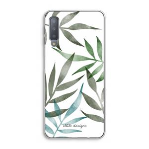 CaseCompany Tropical watercolor leaves: Samsung Galaxy A7 (2018) Transparant Hoesje