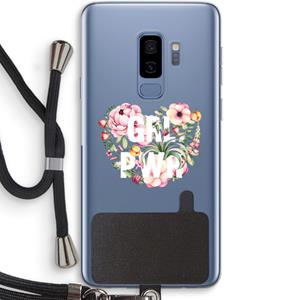 CaseCompany GRL PWR Flower: Samsung Galaxy S9 Plus Transparant Hoesje met koord