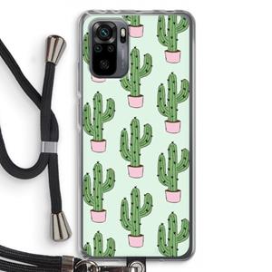 CaseCompany Cactus Lover: Xiaomi Redmi Note 10 Pro Transparant Hoesje met koord