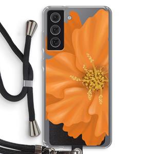 CaseCompany Orange Ellila flower: Samsung Galaxy S21 FE Transparant Hoesje met koord