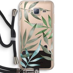 CaseCompany Tropical watercolor leaves: Samsung Galaxy J3 (2016) Transparant Hoesje met koord