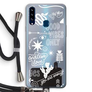 CaseCompany Good vibes: Samsung Galaxy A20s Transparant Hoesje met koord