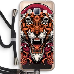 CaseCompany Tiger and Rattlesnakes: Samsung Galaxy J3 (2016) Transparant Hoesje met koord