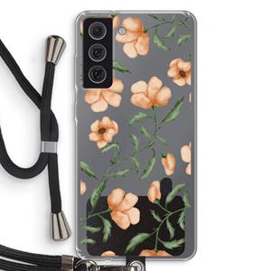 CaseCompany Peachy flowers: Samsung Galaxy S21 FE Transparant Hoesje met koord