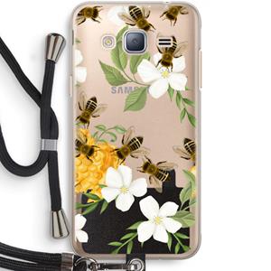 CaseCompany No flowers without bees: Samsung Galaxy J3 (2016) Transparant Hoesje met koord