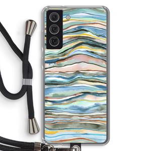 CaseCompany Watercolor Agate: Samsung Galaxy S21 FE Transparant Hoesje met koord