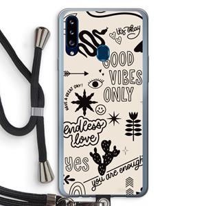 CaseCompany Good vibes: Samsung Galaxy A20s Transparant Hoesje met koord