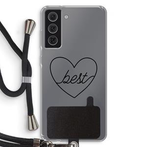 CaseCompany Best heart black: Samsung Galaxy S21 FE Transparant Hoesje met koord