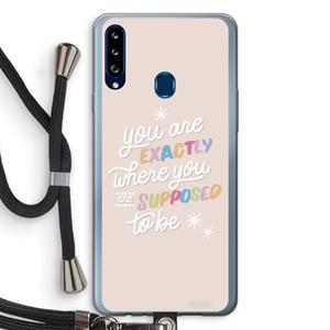 CaseCompany Right Place: Samsung Galaxy A20s Transparant Hoesje met koord